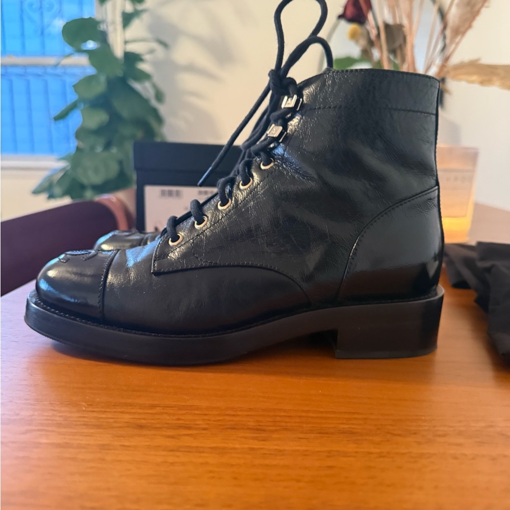 CHANEL Black Leather Ankle Boots - Picture 5 of 10